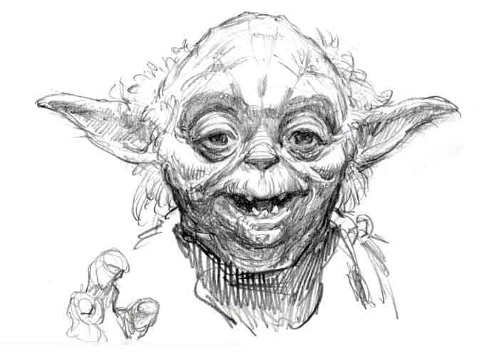 Character design of Yoda from Star Wars by Iain McCaig