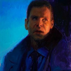 Digital oil painting of Blade Runner character by artist, Raymond Bonilla