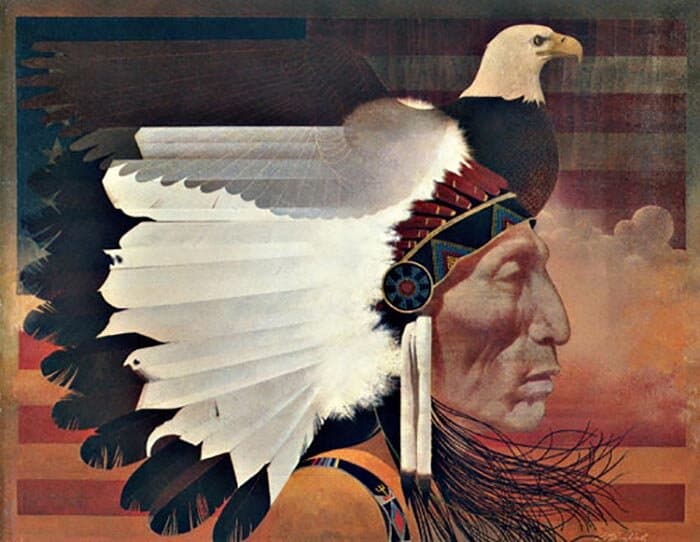 Illustration of Native American man by Mark English