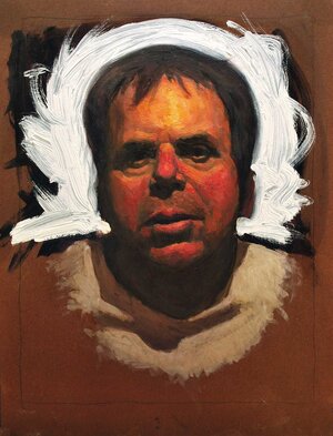 Digital portrait painting of man with white background