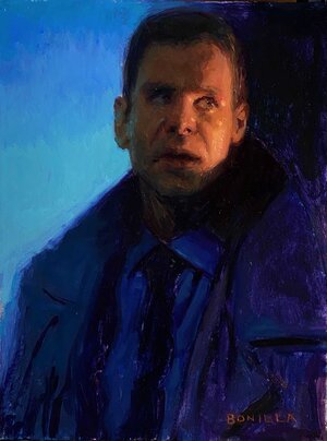 Digital portrait painting of Decker from Blade Runner