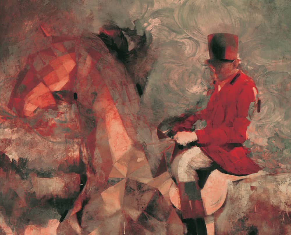 Sterling Hundley illustration painting abstract of man riding horse