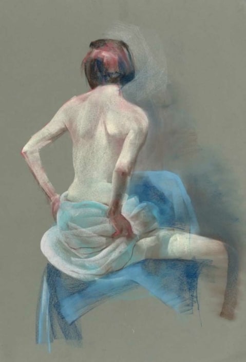 Partially clothed figure drawing by George Pratt