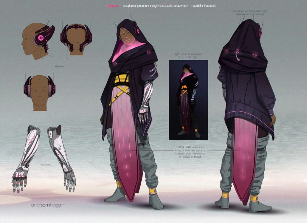 Cyberpunk concept design character art by Sam Hogg