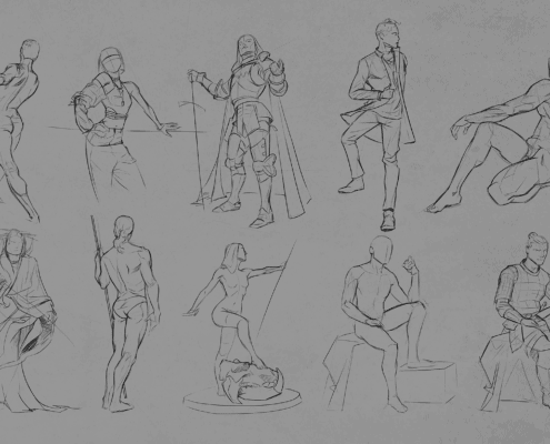 Figure studies of character design by Jon Neimeister