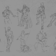 Figure studies of character design by Jon Neimeister