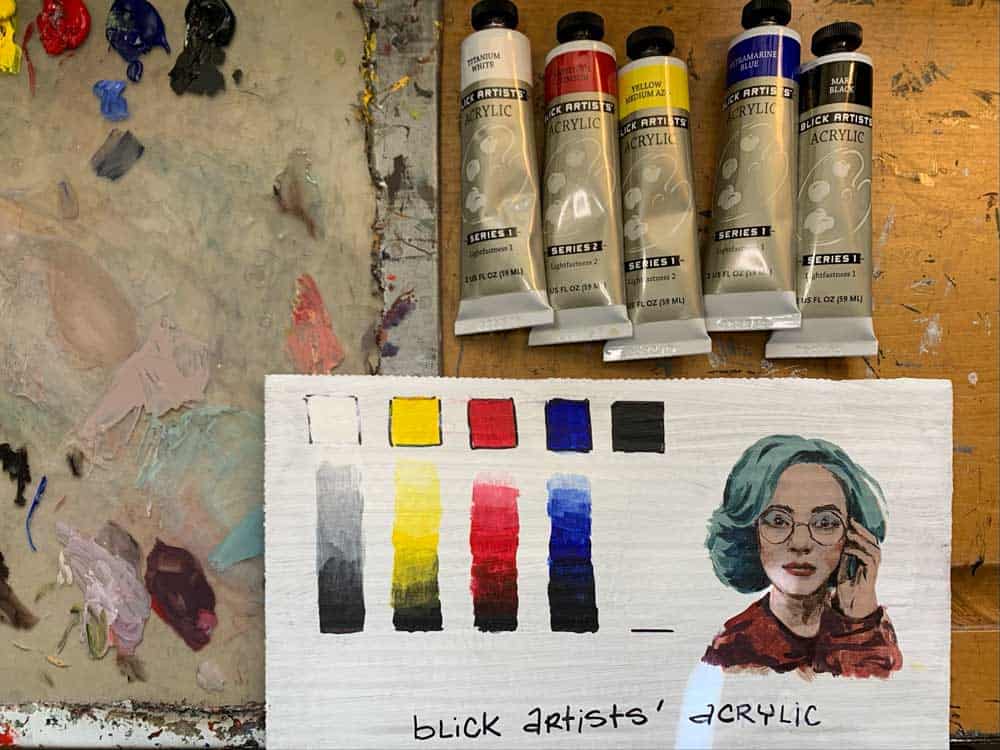 Blick Artists' Acrylic paint test on cardboard