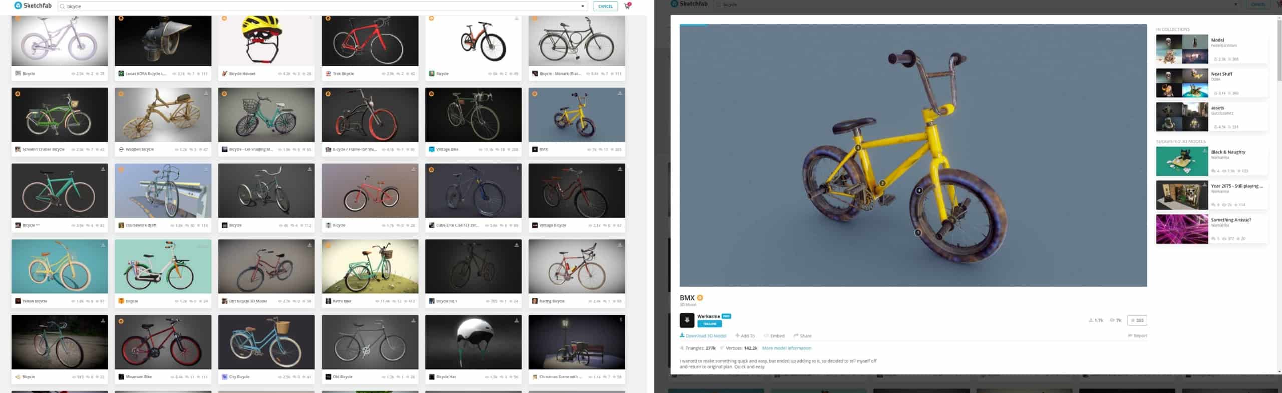3d model art reference tools: Need bike reference? Search for it on Sketchfab. Click a 3D model you you like and move it in 3D space "in-browser."