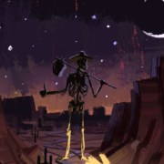Southwest night hitchhiking skeleton character design