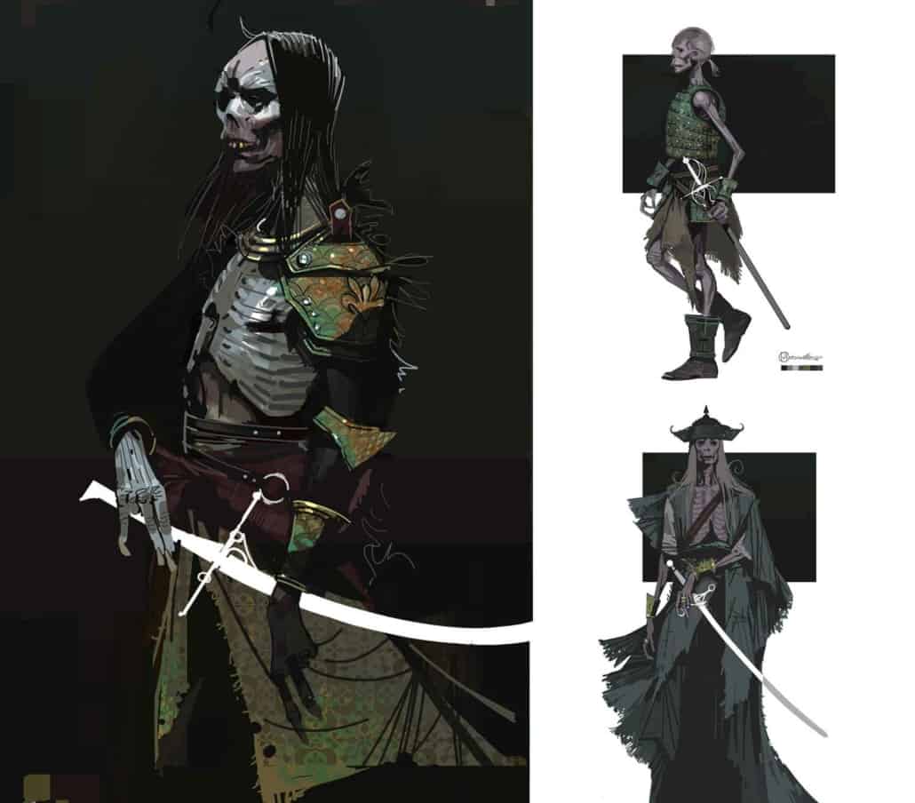 Skeleton with sword fighter design
