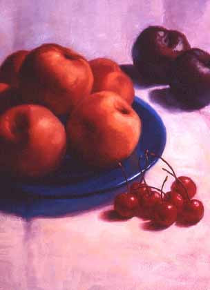 The final still life painting of the stone fruit used as cover art. Brent Watkinson