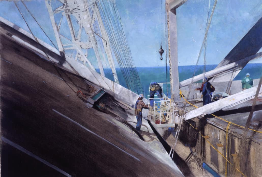 Robert Hunt art painting of sailing ship