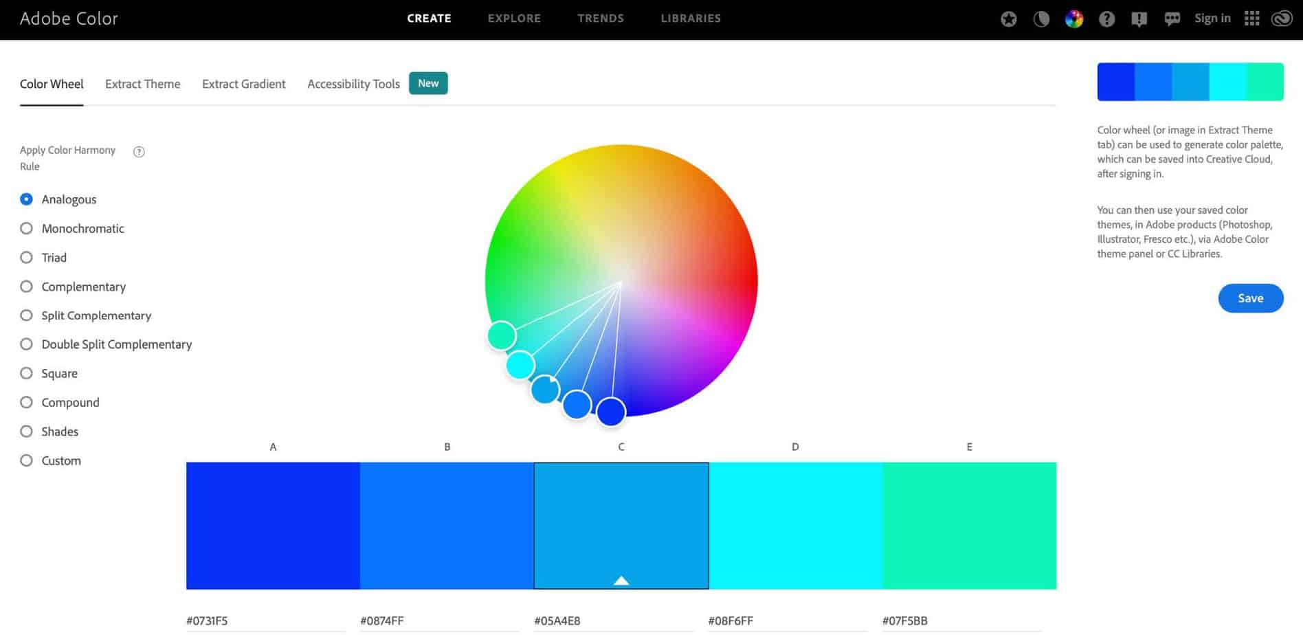 color wheel for Adobe software